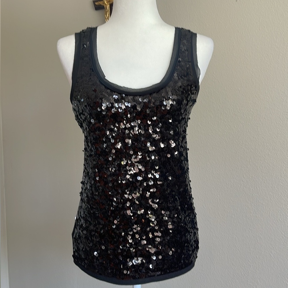 Ann Taylor Loft Black Sequin Women's Top Size S - Picture 2 of 7